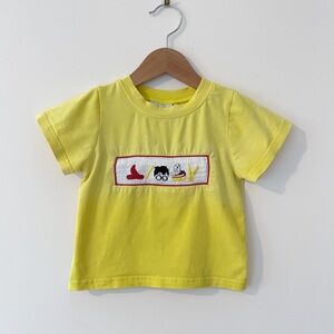 BUSY BEE SMOCKS Boys Highlighter Yellow Hand Smocked Harry Potter Shirt